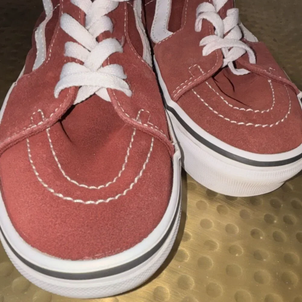 Vans Sk8-Hi Red White Canvas High Top Lace Up Men's Casual Sneakers size 8
